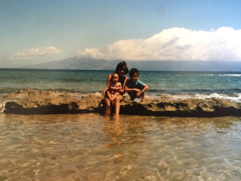 My mom with me (the baby) and my brother Allan, I think on Maui, 1986